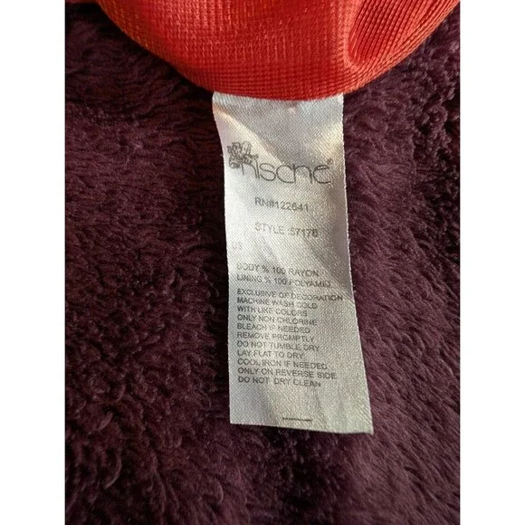 KISCHE Women's Mini Dress Stretch Ruched Empire Waist Sz M Solid Red Orange - Picture 7 of 7